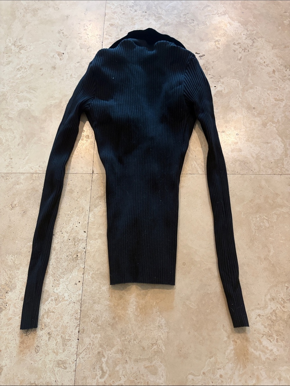 Zara Black Ribbed Deep V-Neck Sweater - Picture 3 of 3